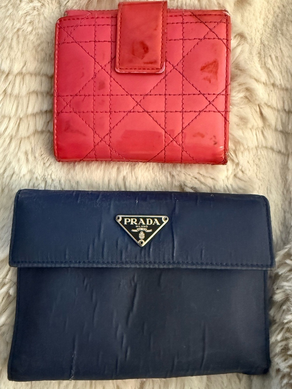 DIOR WALLET PRADA WALLET BOTH IN NEED OF HELP.  NO GUARANTEE NO WARRANTY.